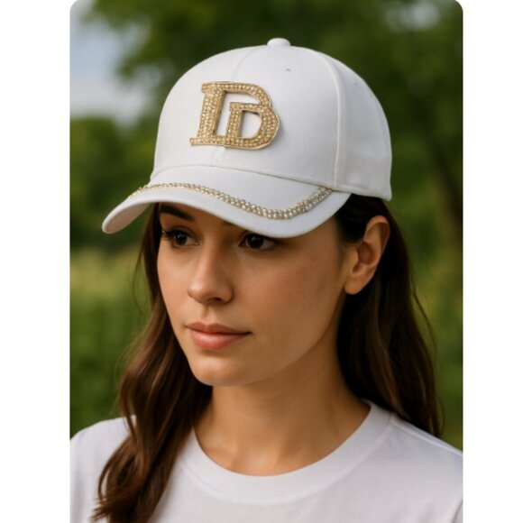 White Rhinestone Baseball Cap – Elegant Bling Hat for Women - Picture 1 of 7